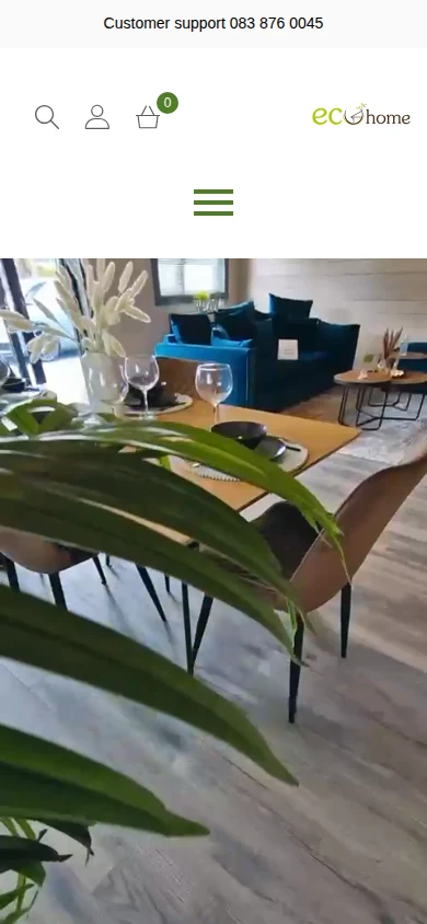 Eco Home's mobile homepage with compact navigation and cabin video